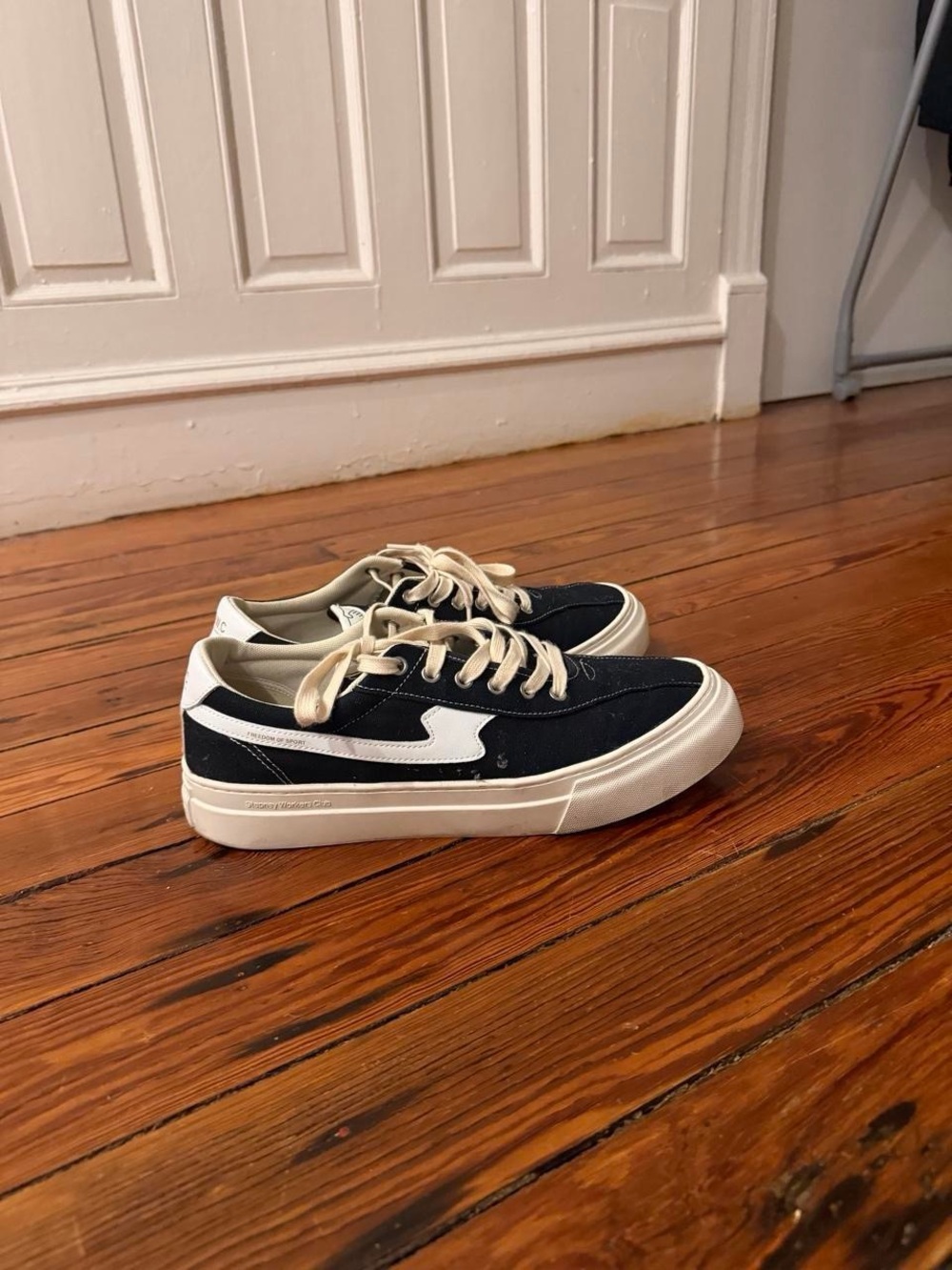 SWC (Stepney Workers Club) Black and White Low Top Sneakers